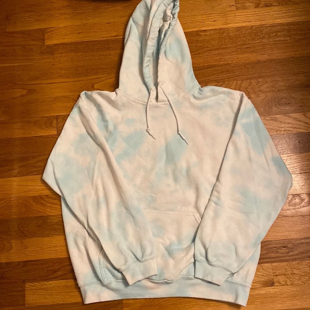 Blue and white tie-dye hoodie